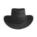 Premium Mens Leather Cowboy Hat with Braided Leather Hatband Front View