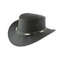 Premium Black Leather Cowboy Hat for Men Vintage Western Side Angle View