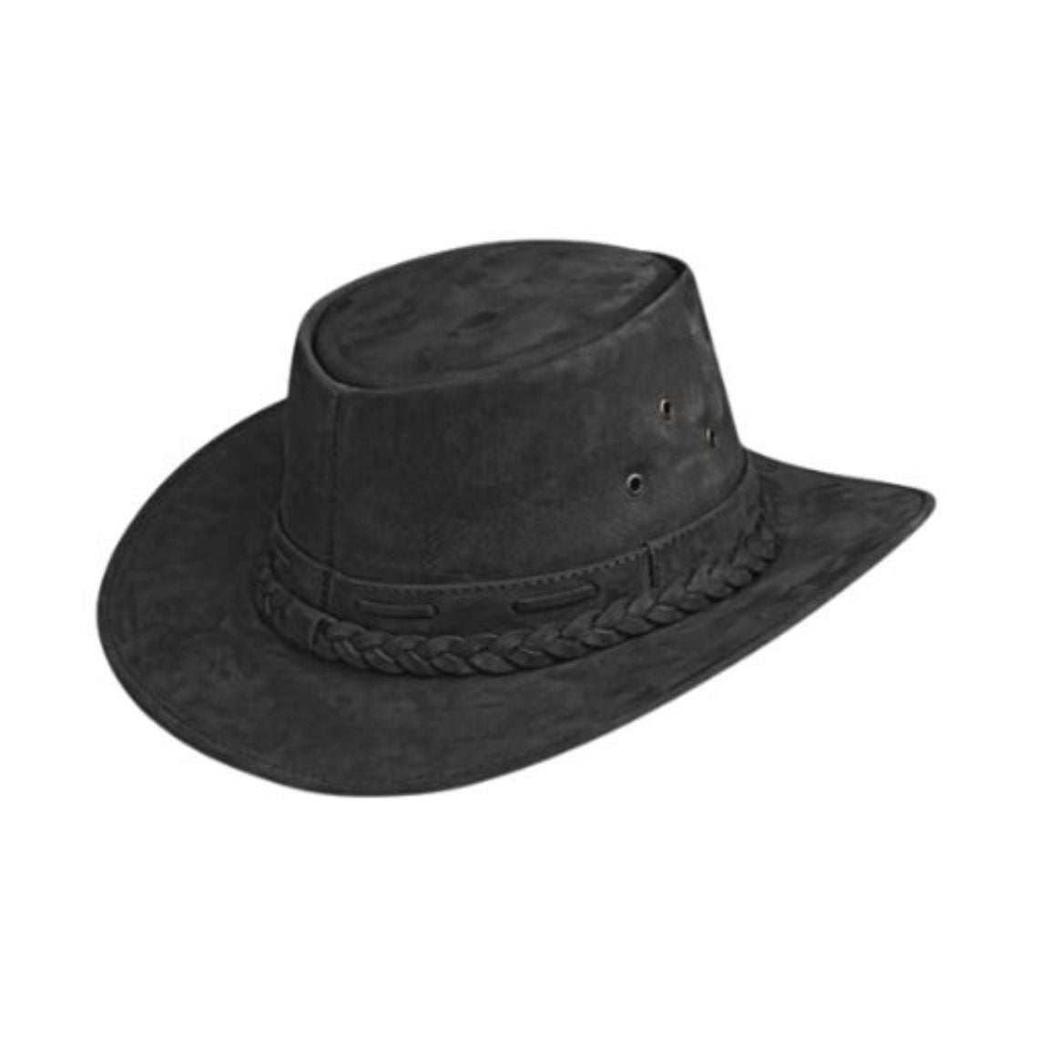 Premium Western Leather Cowboy Hat with Vintage Finish Perspective View