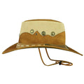 Premium Western Outback Leather Hat Profile View Showing Two-Tone Crown and Wide Brim Design
