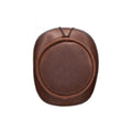 Top view of brown leather Victorian-style top hat displaying premium handcrafted leather construction.