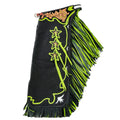 Western bull riding chaps black green star design detail