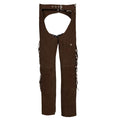 Chocolate brown suede western chaps front view