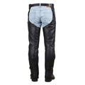 Back view mens leather motorcycle chaps durable riding gear