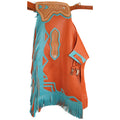 Premium leather rodeo chaps orange turquoise fringe detail