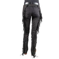 men black leather western chaps fringe back view