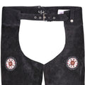 mens black suede western chaps front concho detail