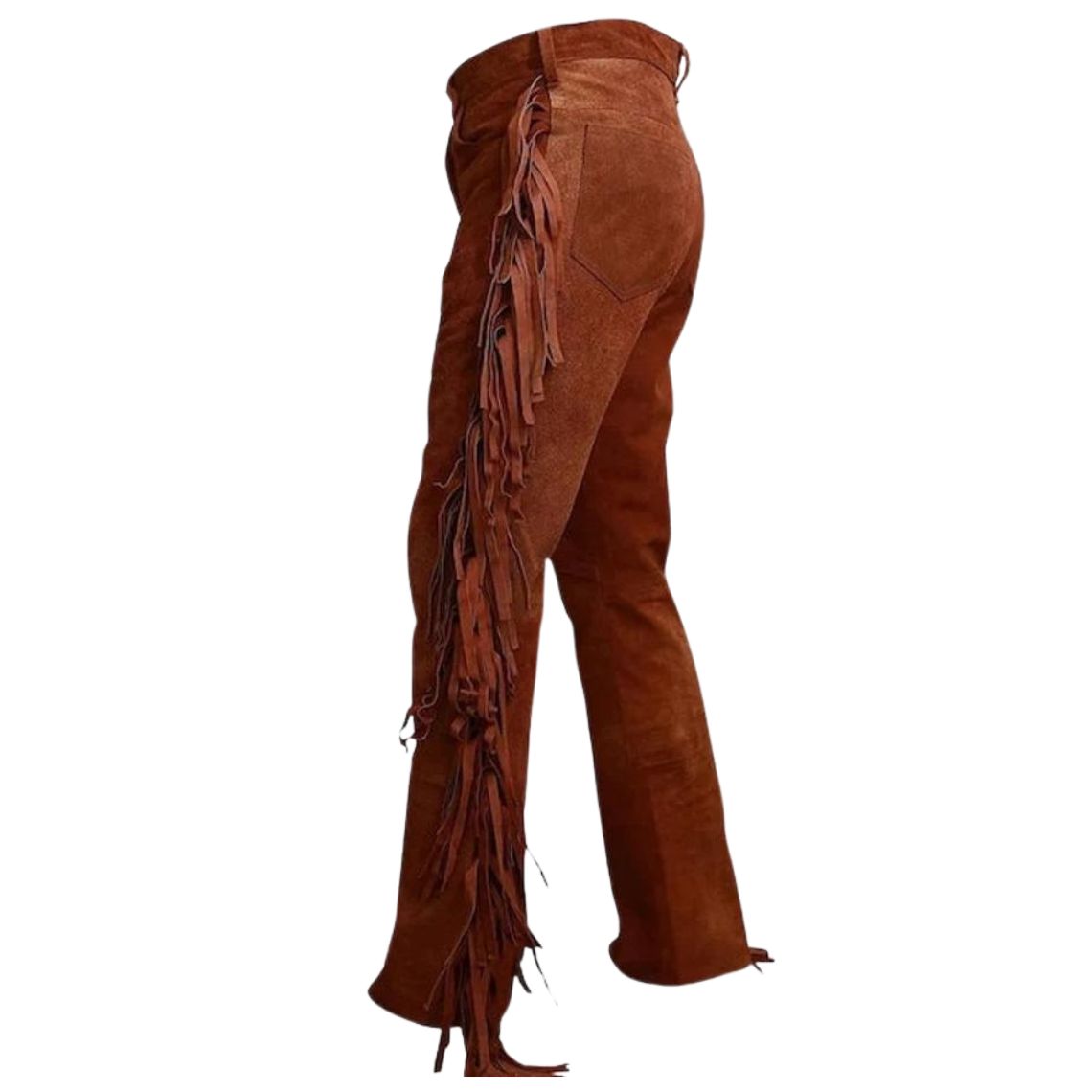 western fringe chaps men side angle