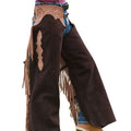men rodeo leather chaps with hand tooled waist panel