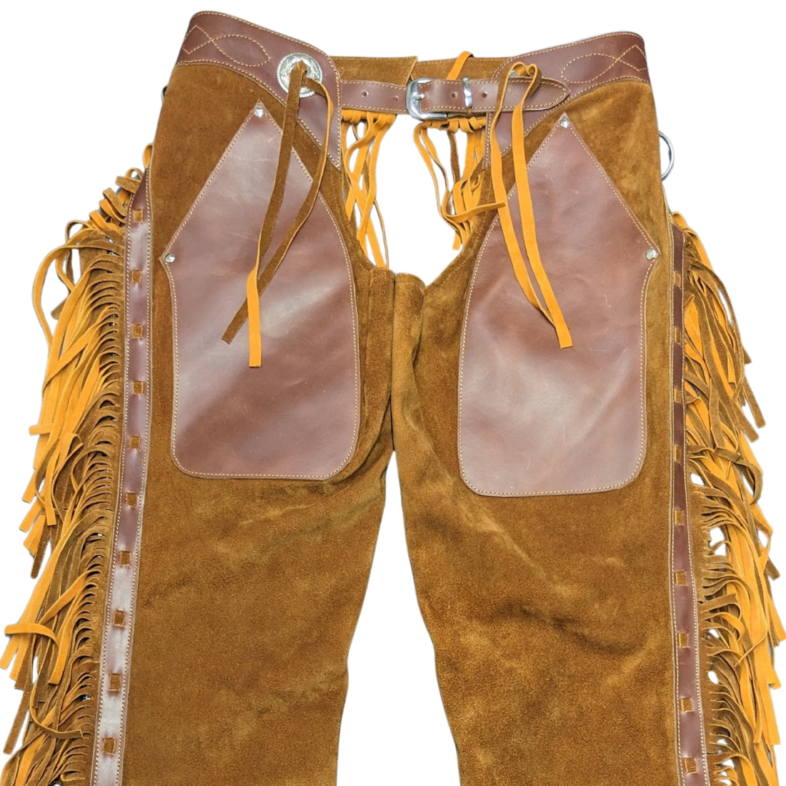 full front western chaps golden brown cowboy riding gear