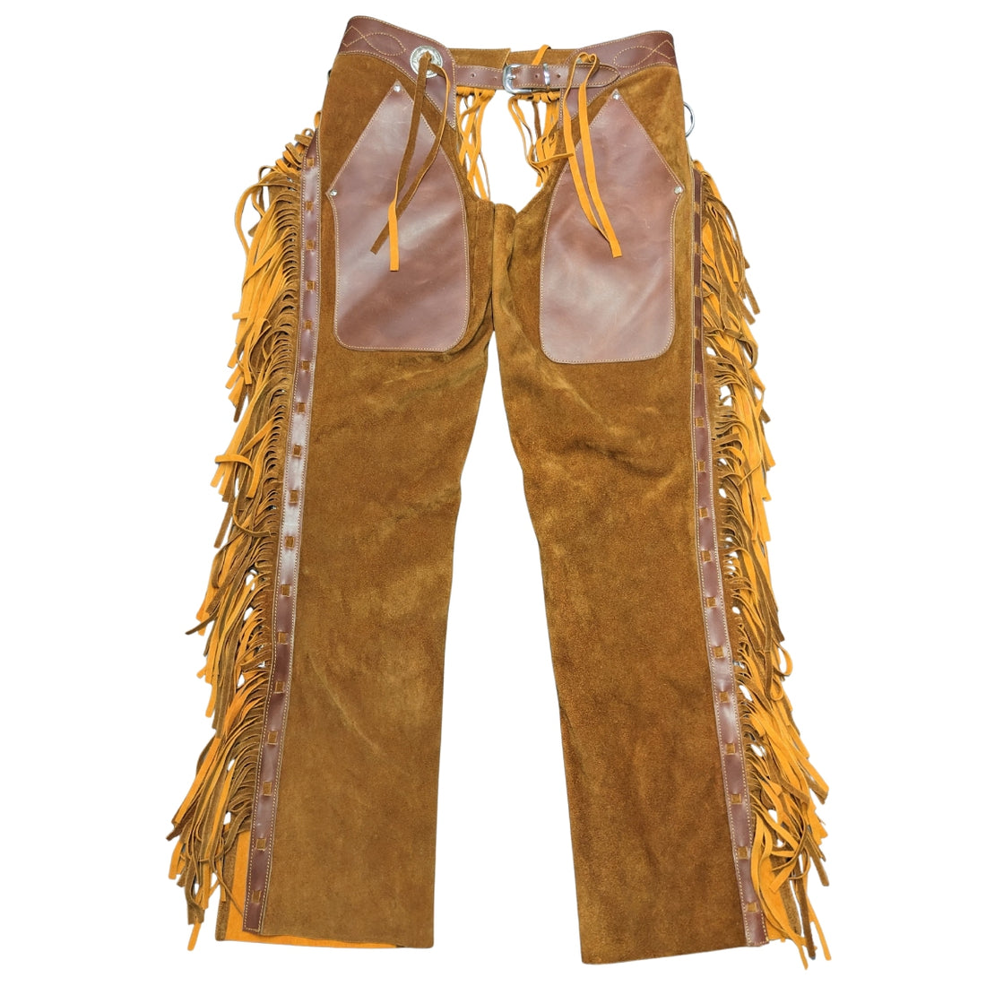 full front western chaps golden brown cowboy riding gear