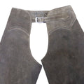 men gray suede western leather chaps front view