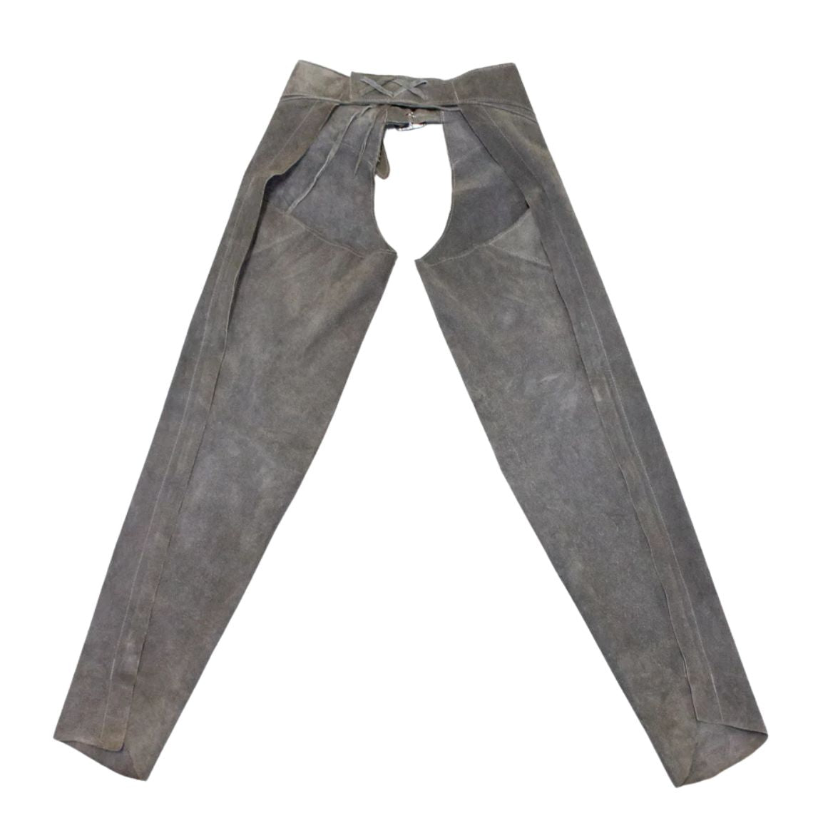 men cowboy chaps gray suede back view