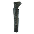 Side view of men’s Maverick distressed leather assless chaps