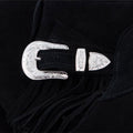 black leather chaps buckle and belt detail
