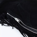 western suede chaps zipper detail close up