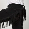 adjustable waist black fringe leather chaps