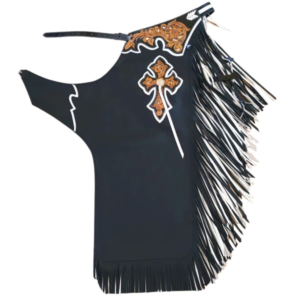 Full length mens western rodeo chaps with long fringe