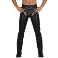 full length open front leather chaps men