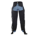 front view black western riding chaps men