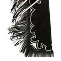 Mens black tooled leather rodeo chaps fringe side detail