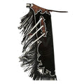 Black western bull riding chaps with fringe full view