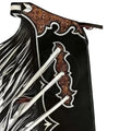 Black leather rodeo chaps fringe western style detail