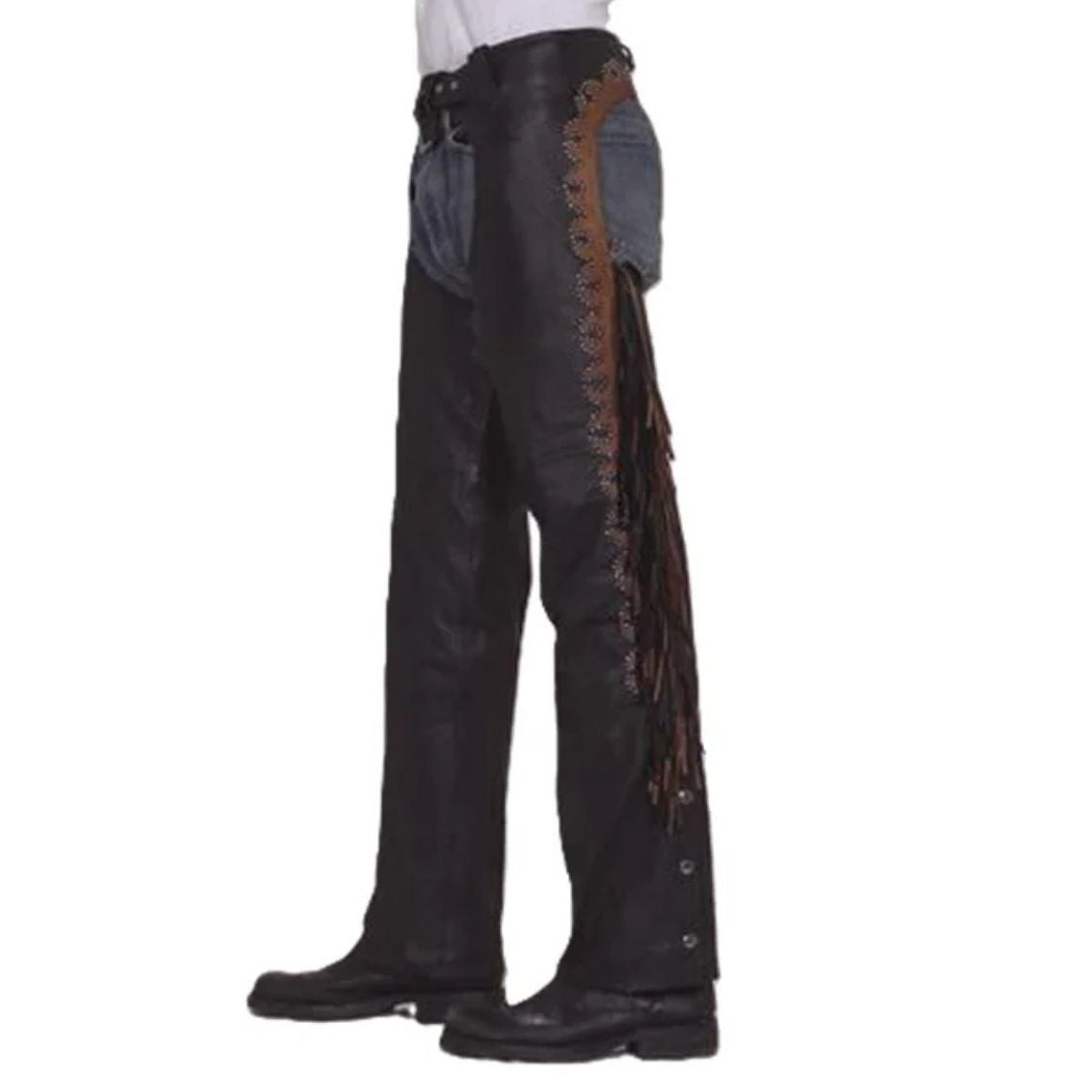 full length black western chaps cowboy style