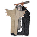 Mens gray leather rodeo chaps with black fringe