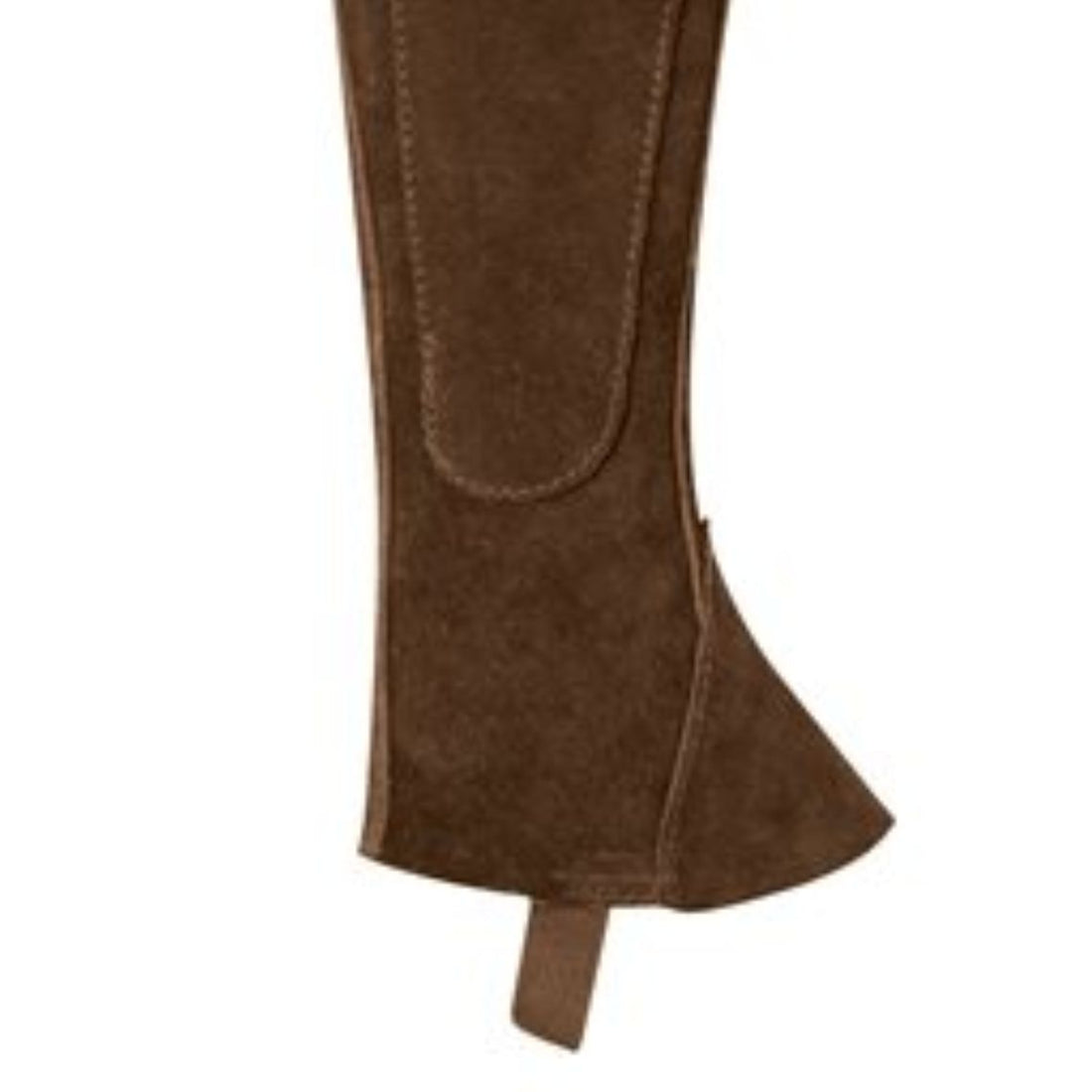 mens brown leather half chaps front view equestrian riding gear