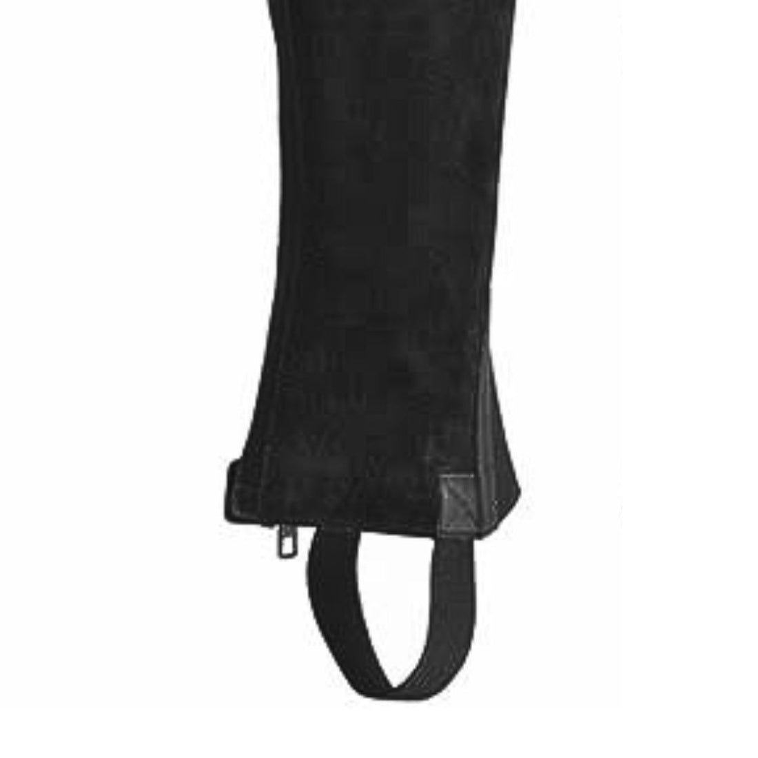 mens black leather half chaps full pair front and back view