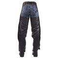 Back view black leather motorcycle chaps classic riding style