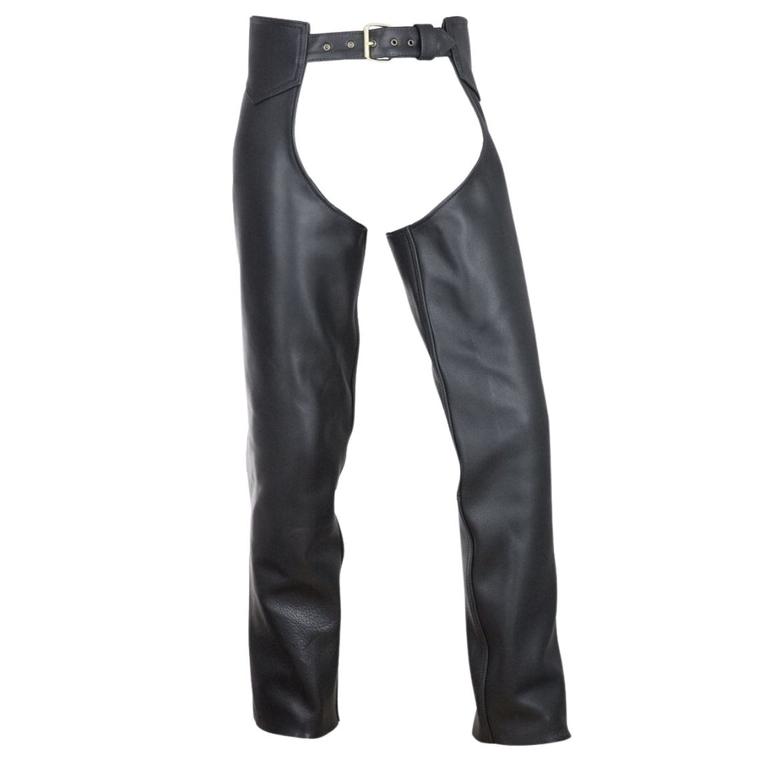Mens black leather chaps classic western fit front open design