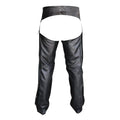 Back view mens leather chaps traditional western style