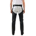 Mens black leather chaps back view western style