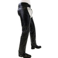 Side angle mens leather chaps riding fit