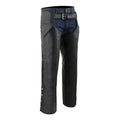 Angled view mens leather chaps ranch riding gear