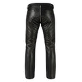 Mens black quilted leather chaps back view padded design