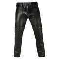 Front view quilted leather chaps with zipper closure