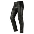 Side angle mens leather chaps quilted thigh panels