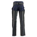 Back view western leather chaps with adjustable lace