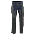 Front view mens leather chaps classic rodeo fit