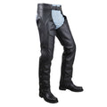 Angled view mens leather chaps rugged rodeo wear