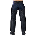 mens black leather chaps lace back western design