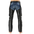 premium black leather rodeo chaps full length