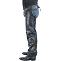 side view zippered leather chaps riding gear