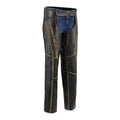 side view leather chaps with lace detailing