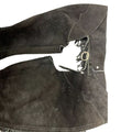 mens black suede leather chaps top view detail
