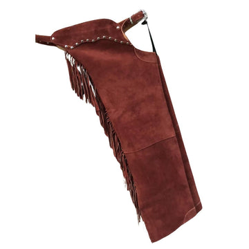 western leather chaps side view fringe design