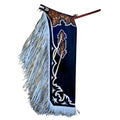 Full length mens leather chaps with detailed western design